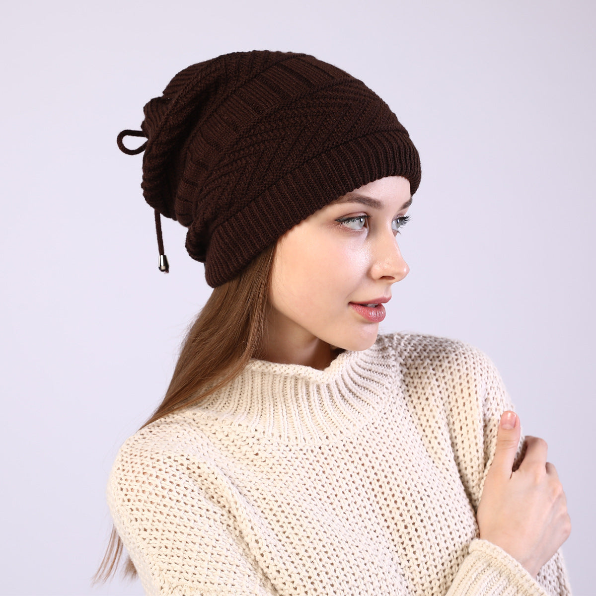 Adjustable Windproof Knit Hat And Scarf 2 in 1