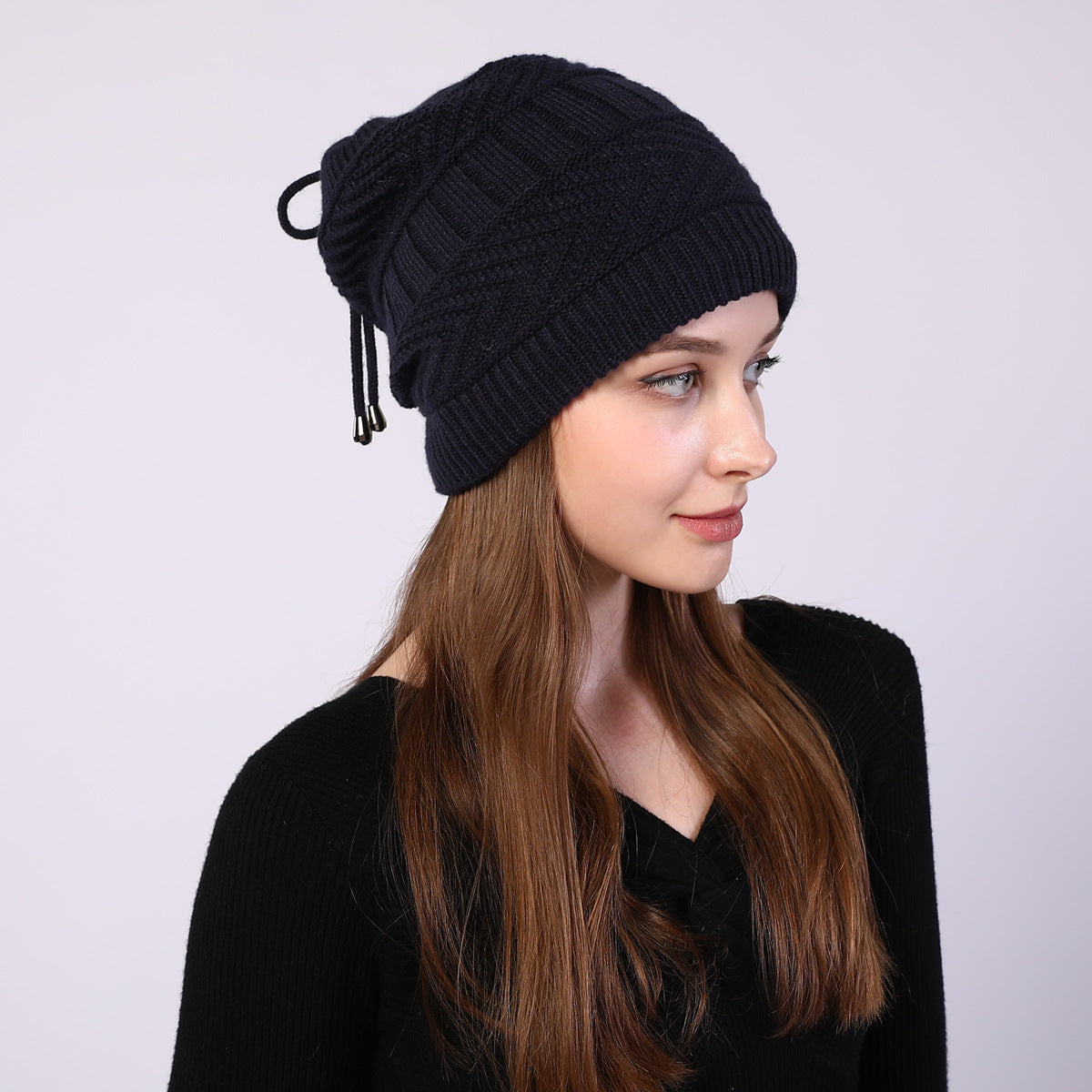 Adjustable Windproof Knit Hat And Scarf 2 in 1