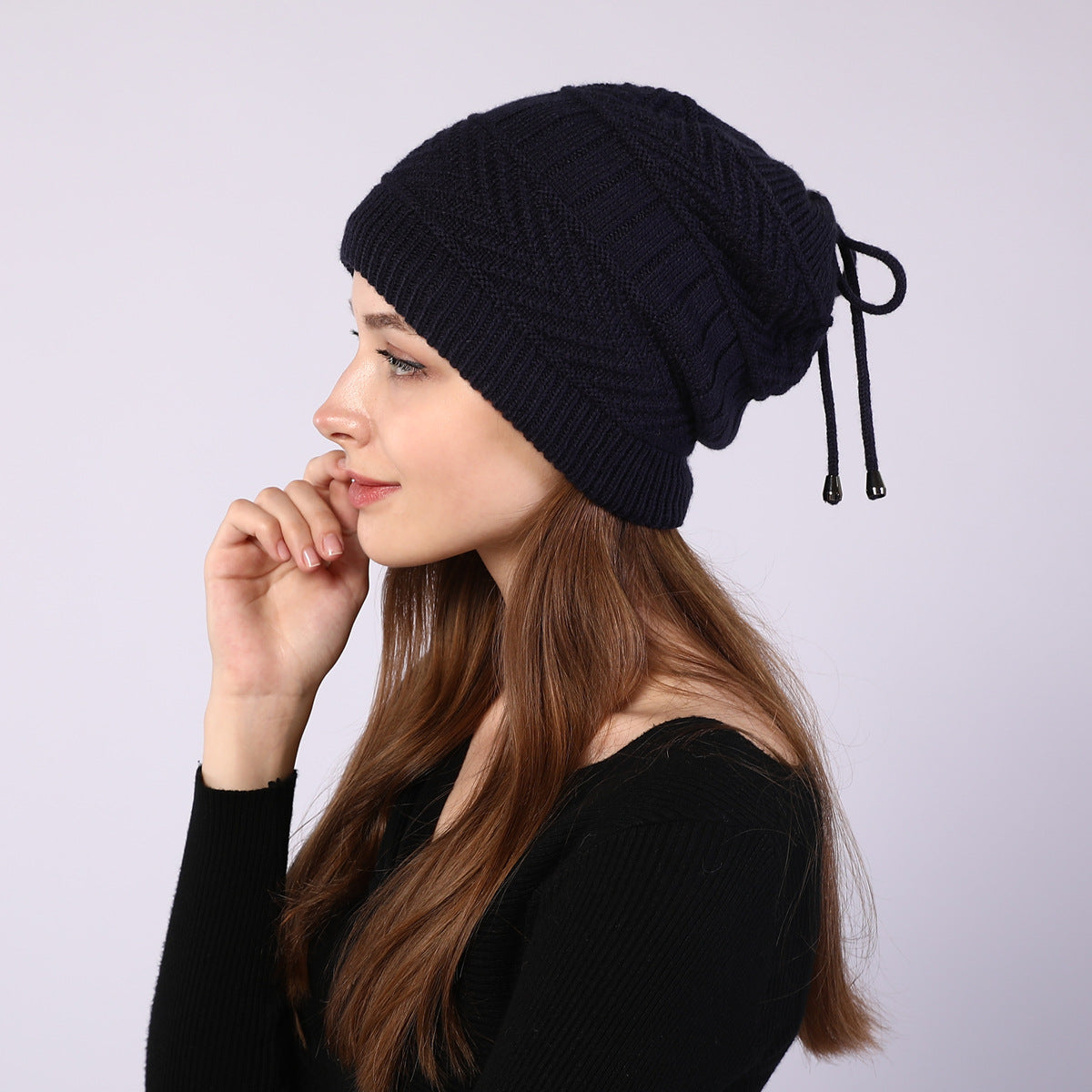 Adjustable Windproof Knit Hat And Scarf 2 in 1