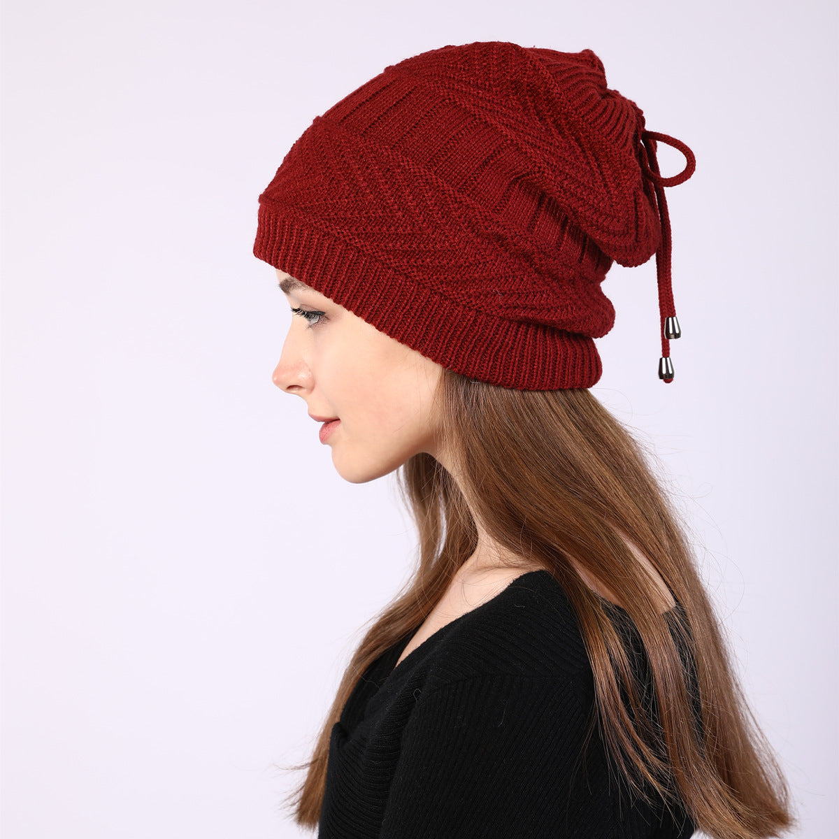 Adjustable Windproof Knit Hat And Scarf 2 in 1