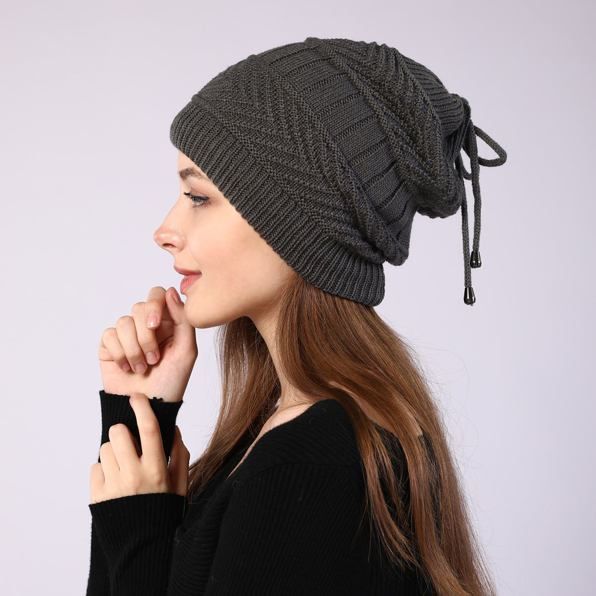 Adjustable Windproof Knit Hat And Scarf 2 in 1