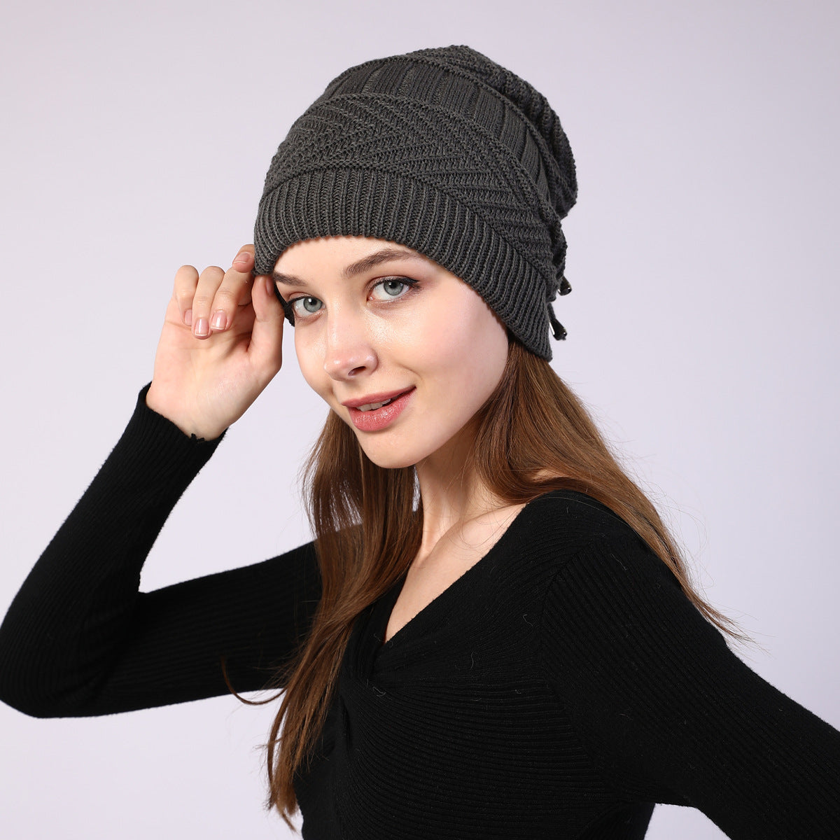 Adjustable Windproof Knit Hat And Scarf 2 in 1