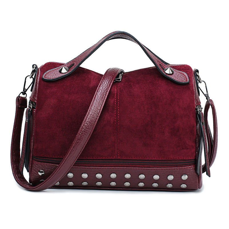 Rivet Frosted Shoulder Bag Handbag for Daily Travel