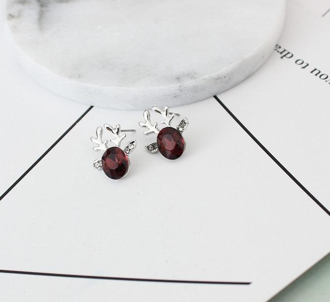 Reindeer Crystal Jewel Stud Earrings For Christmas Gift
