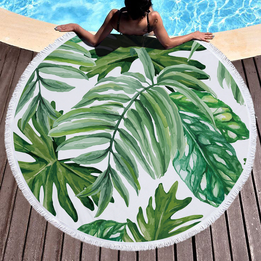 60 inch Diameter Printed Tassel Beach Towel Mat for Home and Outdoor