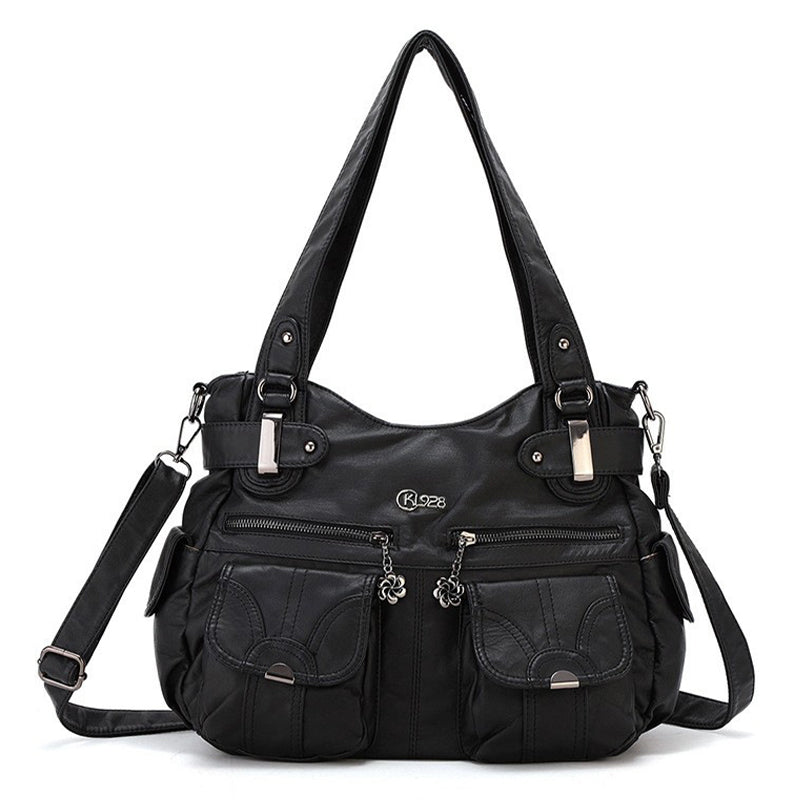 Fashion Large-Capacity Washed PU Shoulder Bag