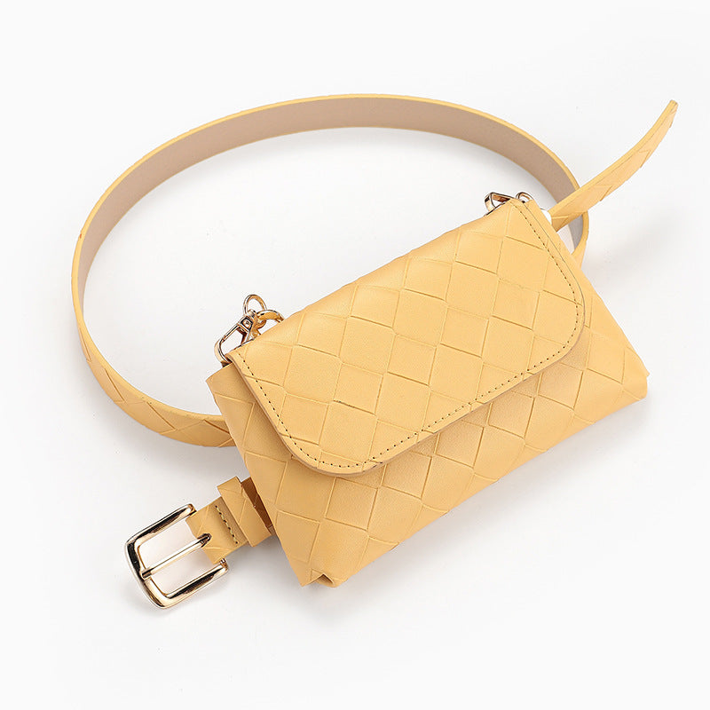 Fashion Chain Check Quilted Belt Bag With Belt