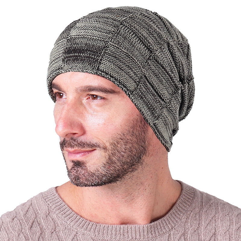 Winter Men Thick Plaid Knitted Hat