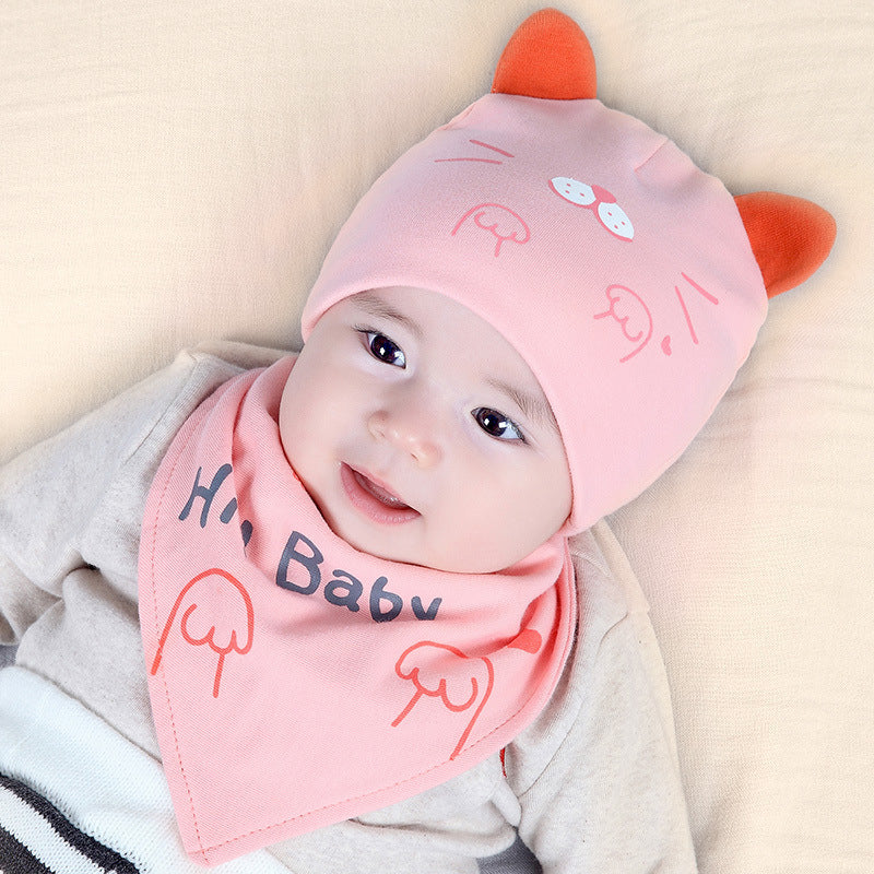 Newborn Infant Solid Color Warm Saliva Towel Cute Cartoon Kit