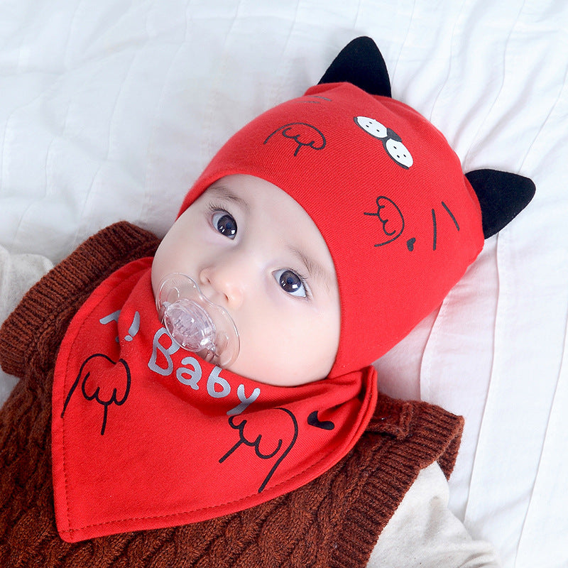 Newborn Infant Solid Color Warm Saliva Towel Cute Cartoon Kit