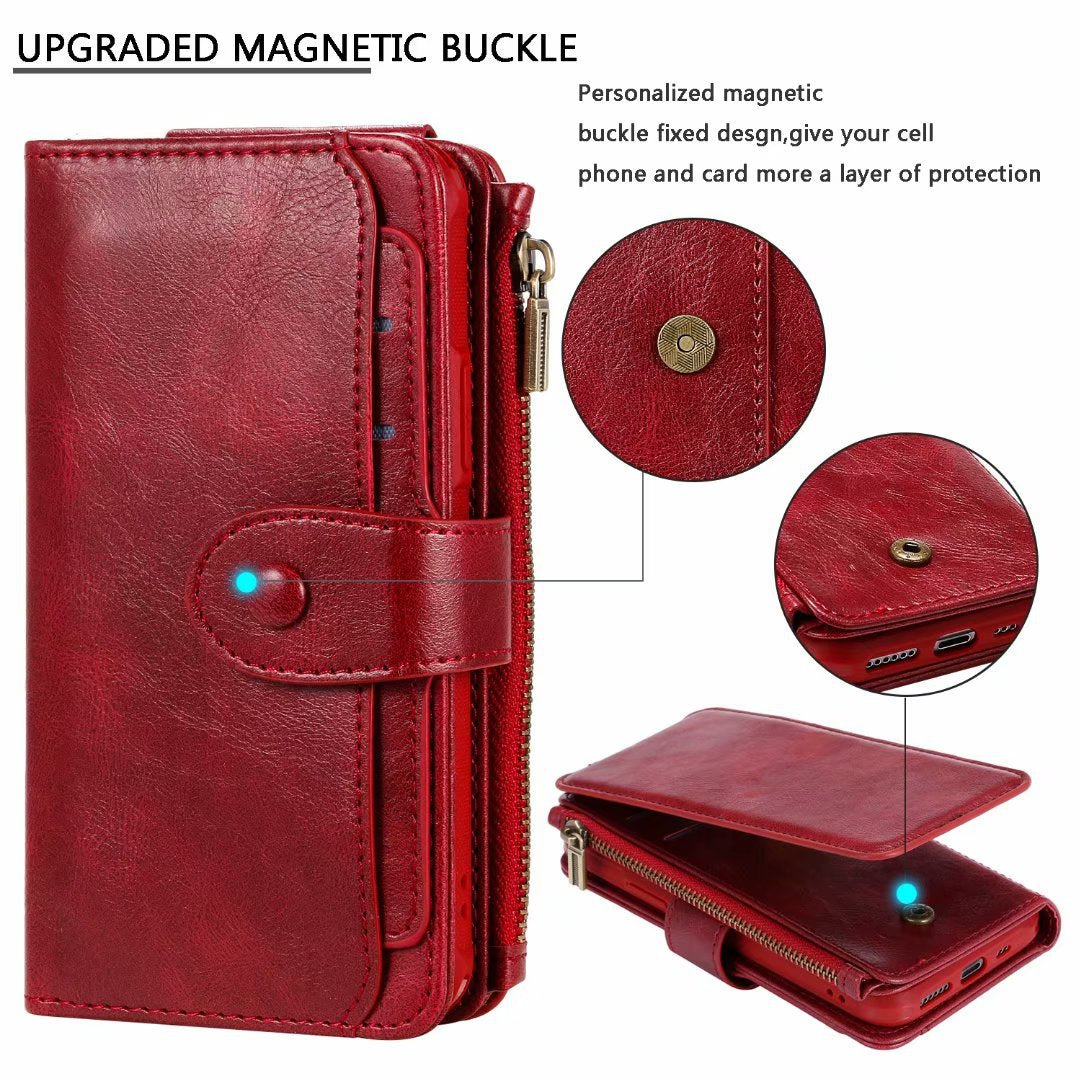 Retro Multifunctional Zipper Wallet Leather Case For iphone
