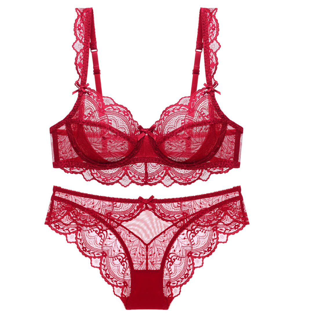 Wireless Ultra-thin Lace Minimizer Bra Sets