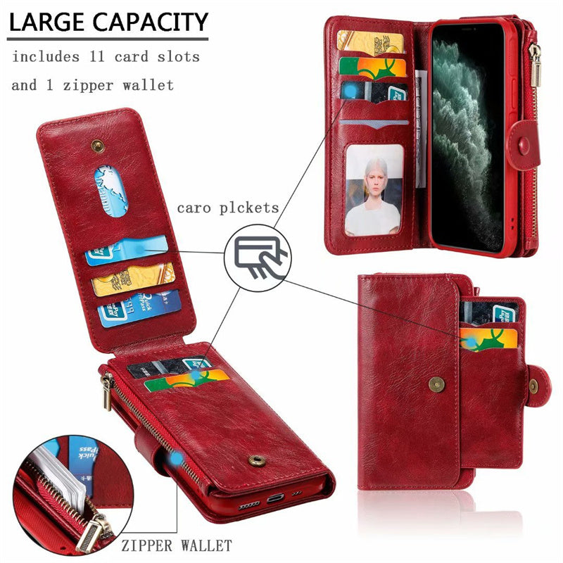 Retro Multifunctional Zipper Wallet Leather Case For iphone