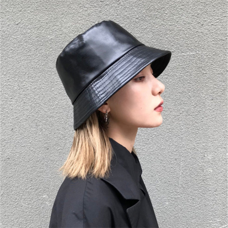 Harajuku Wind PU Leather Fisherman's Hat