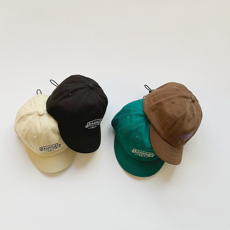 Alphabet Embroidery With Short Brim Children's Drawstring Baseball Cap