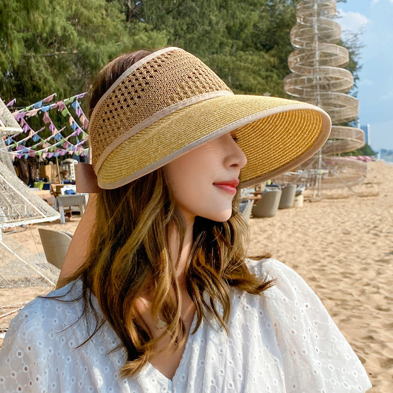 Straw-made Beach Cap For Outdoor Sun Protection