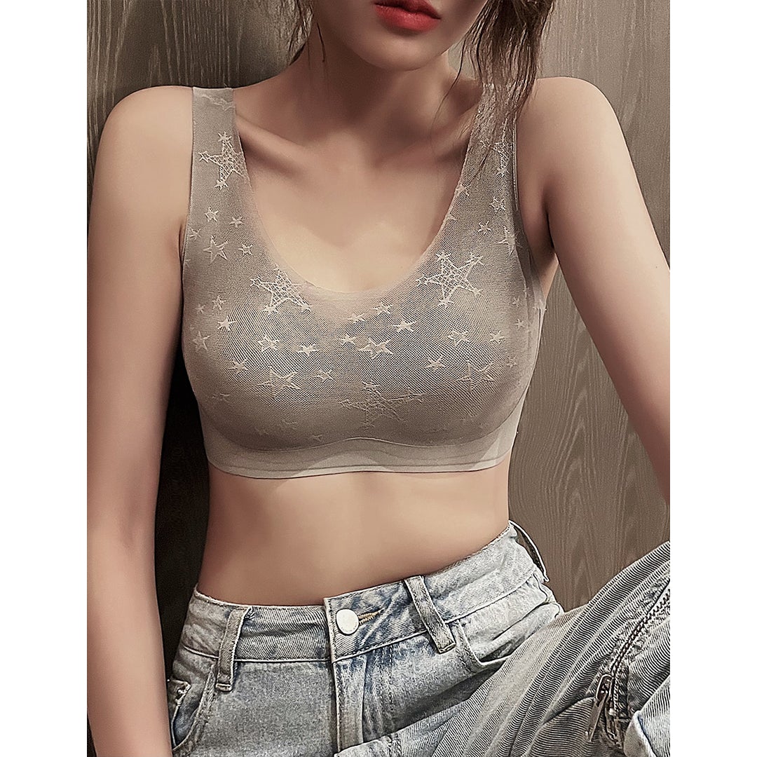 Star Pattern Seamless Breathable Lace Bra