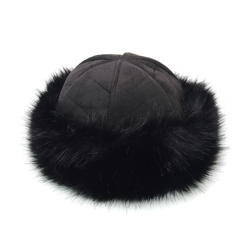 Yurt Style Suede Faux Fox Fur Straw Hat