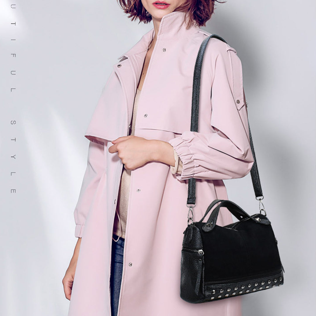 Rivet Frosted Shoulder Bag Handbag for Daily Travel