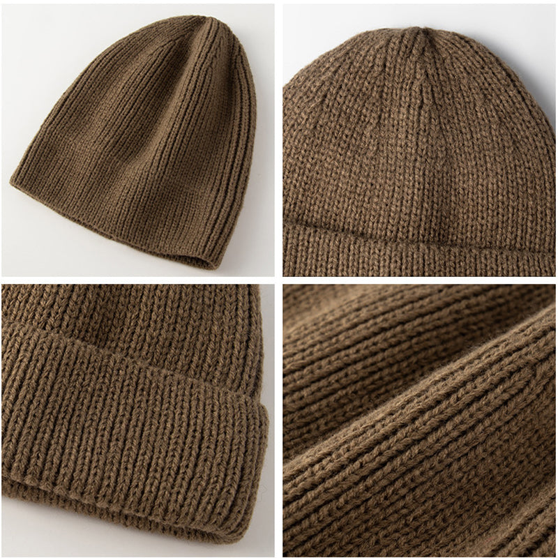 Spring Fashion Short Melon Leather Hat Warm Pure Color Knitted Hat