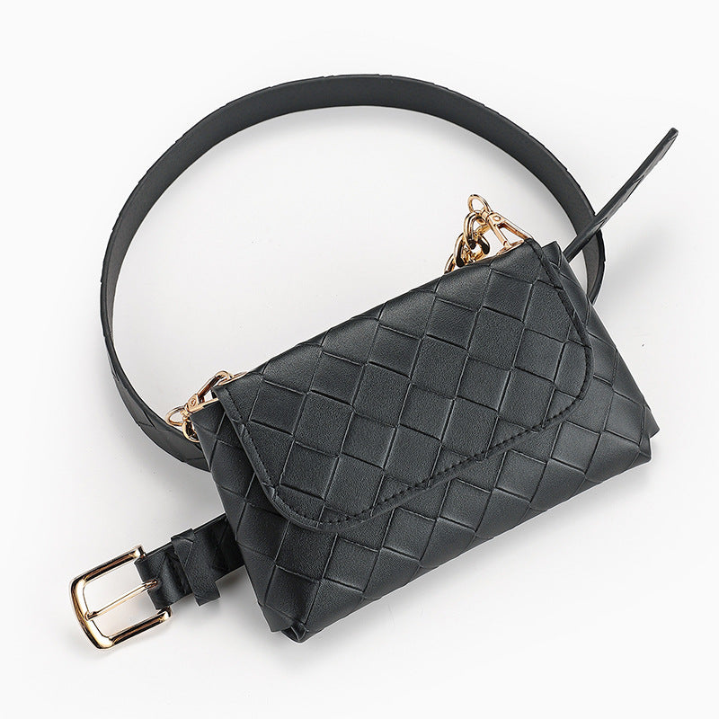 Fashion Chain Check Quilted Belt Bag With Belt