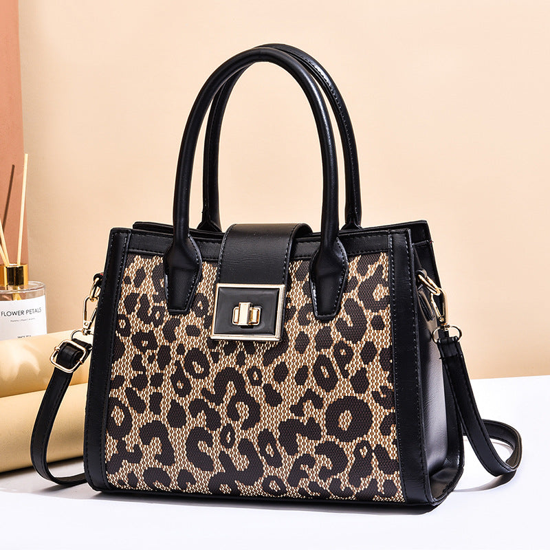 Leopard Retro Handbag Shoulder Square Bag Multi-pockets For Commute and Daily