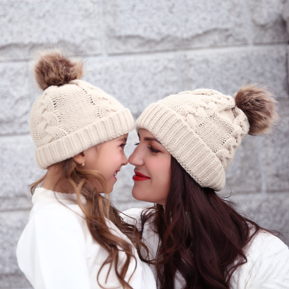 2PCS Winter Fashion Parent-child Knit Hat
