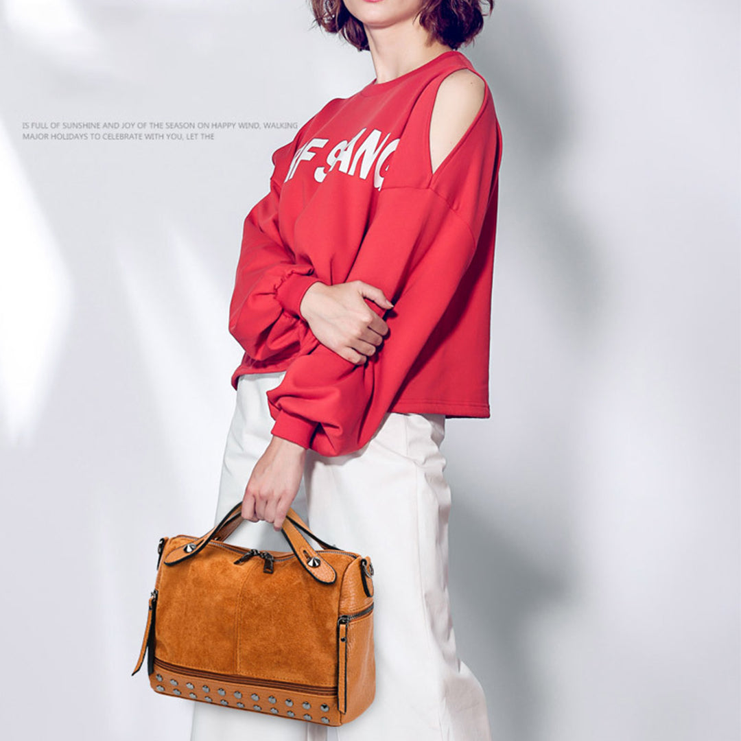 Rivet Frosted Shoulder Bag Handbag for Daily Travel