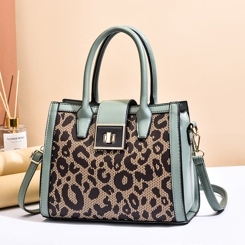 Leopard Retro Handbag Shoulder Square Bag Multi-pockets For Commute and Daily