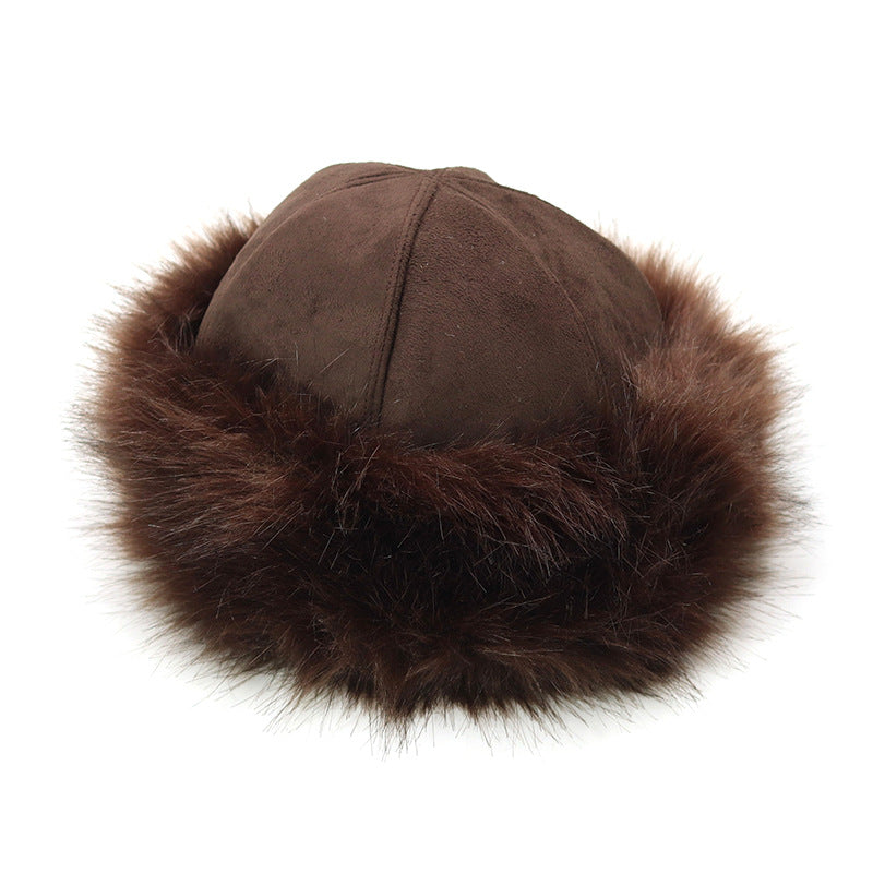 Yurt Style Suede Faux Fox Fur Straw Hat