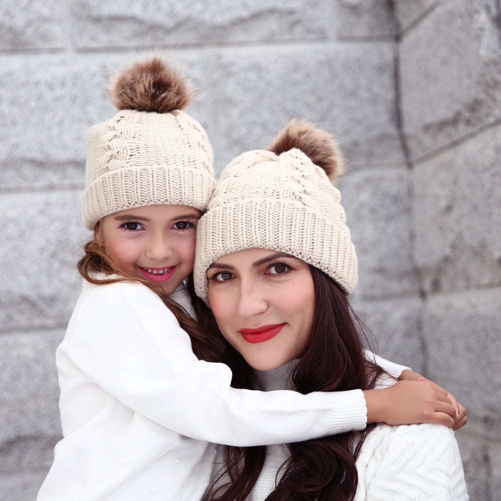 2PCS Winter Fashion Parent-child Knit Hat