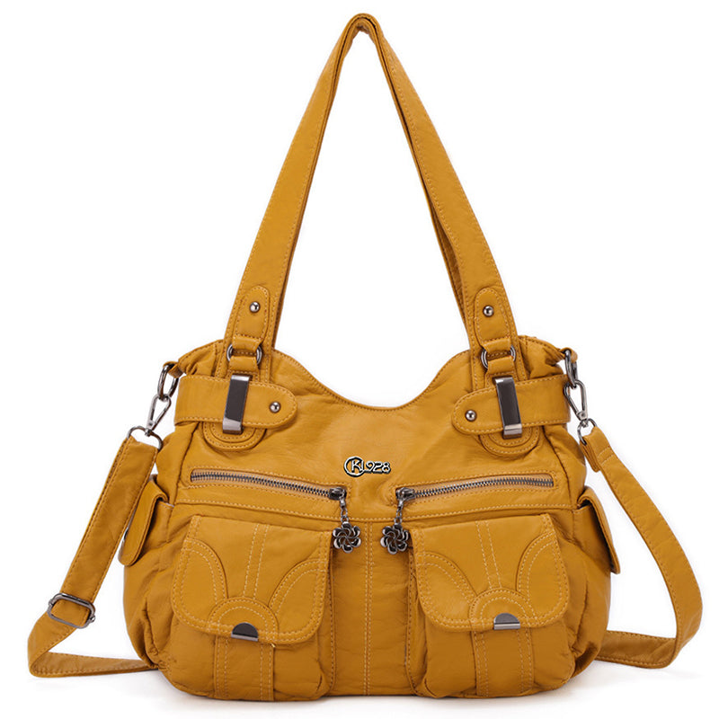 Fashion Large-Capacity Washed PU Shoulder Bag