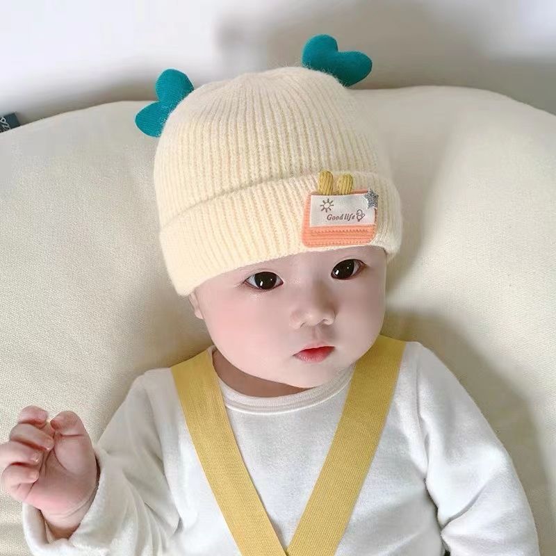 Winter Cotton Cute Heart-Shaped Knitted Hat For Baby