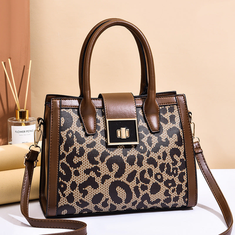 Leopard Retro Handbag Shoulder Square Bag Multi-pockets For Commute and Daily