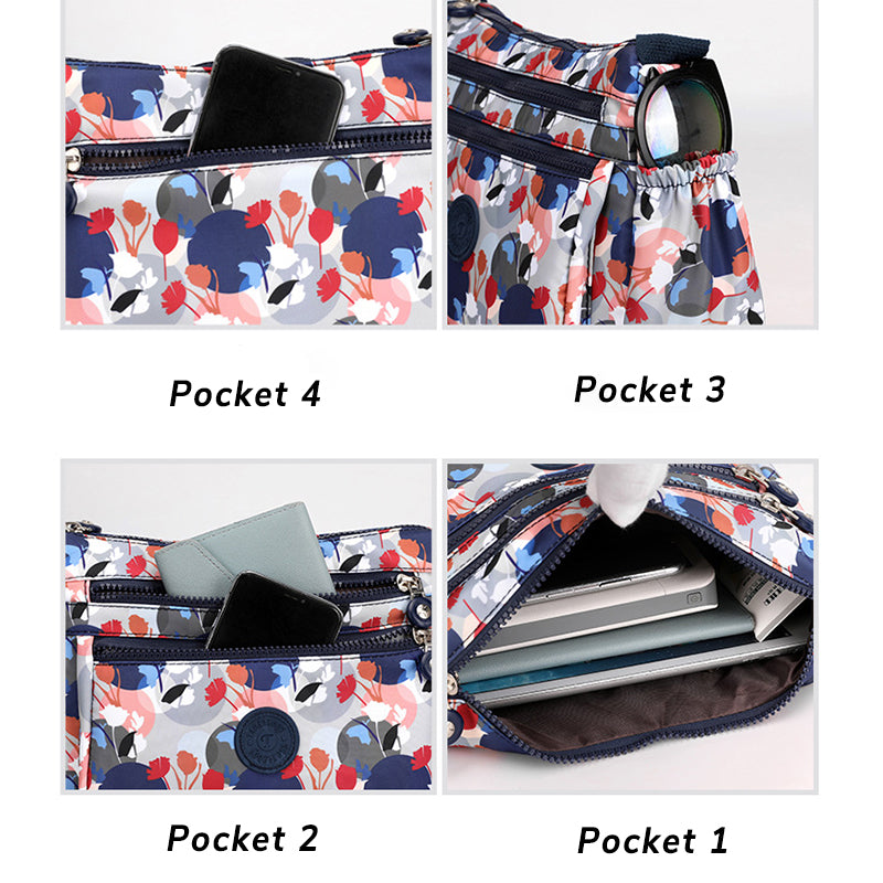 Multi-Pocket Waterproof Printed Shoulder Nylon Bag For Daily