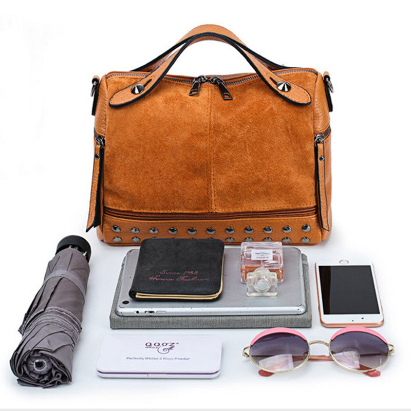 Rivet Frosted Shoulder Bag Handbag for Daily Travel