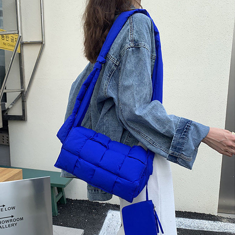 Fashion Woven Checkered Shoulder Crossbody Bag