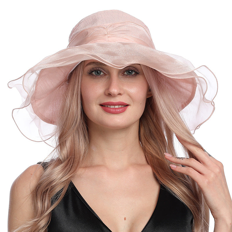 Summer Fashion Gauze Bow Folding Beach Hat