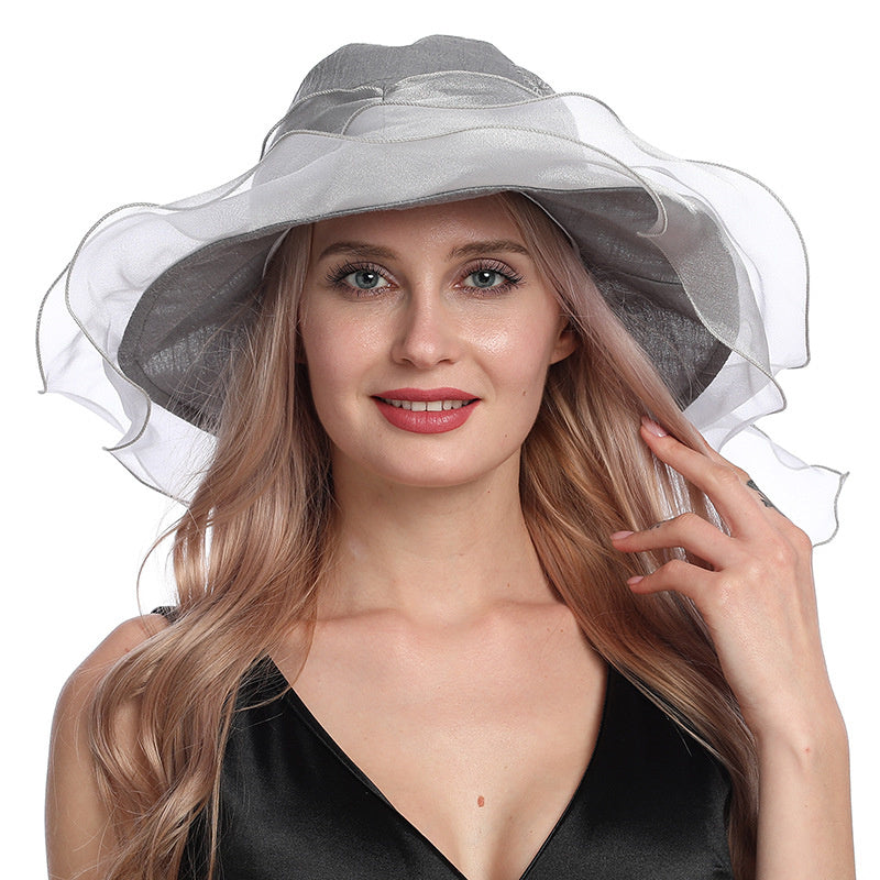 Summer Fashion Gauze Bow Folding Beach Hat