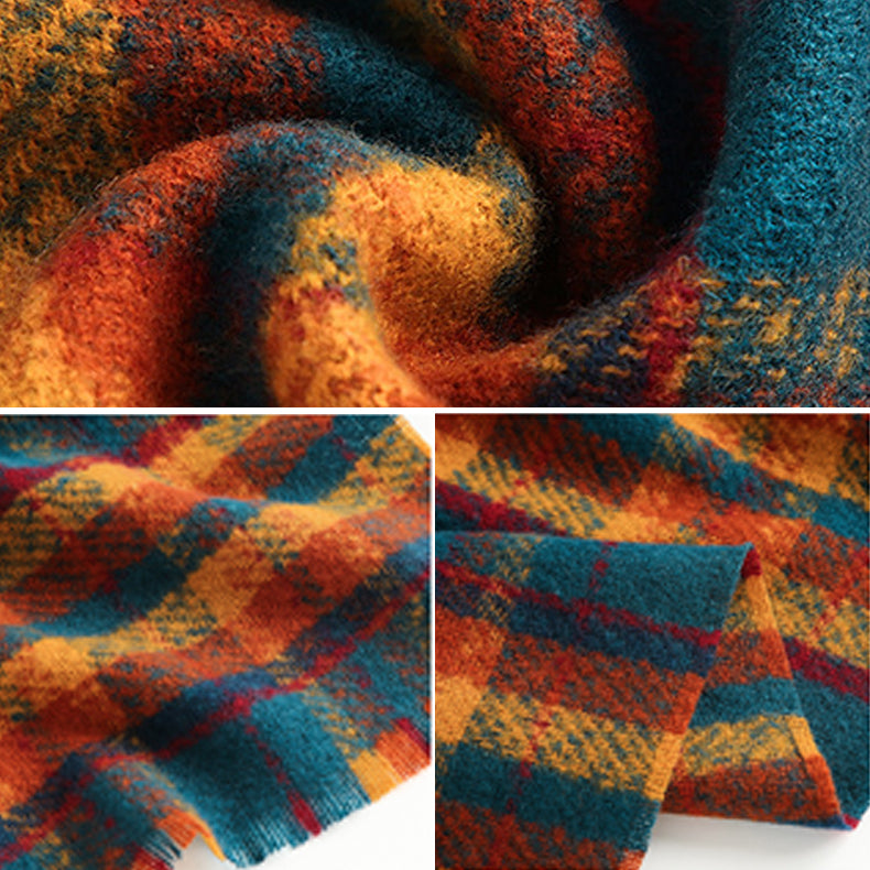 Fashion Plaid Jacquard Faux Cashmere Warm Shawl Scarf