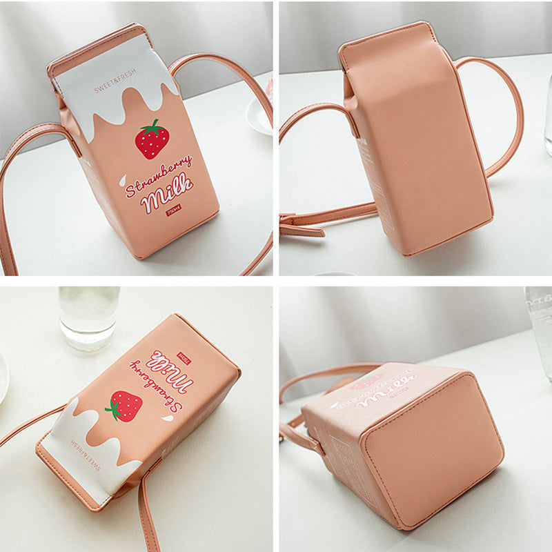 Creative Milk Box Shape Shoulder Bag