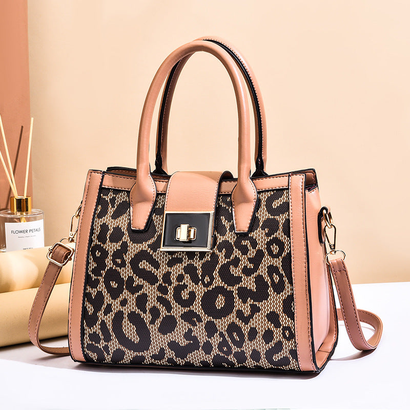 Leopard Retro Handbag Shoulder Square Bag Multi-pockets For Commute and Daily