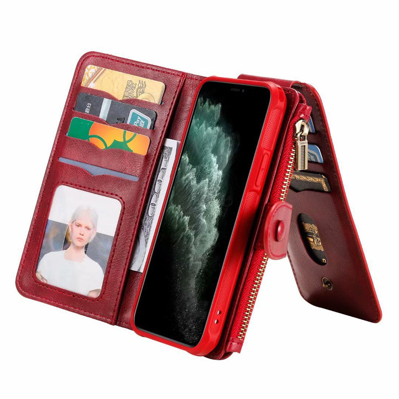 Retro Multifunctional Zipper Wallet Leather Case For iphone