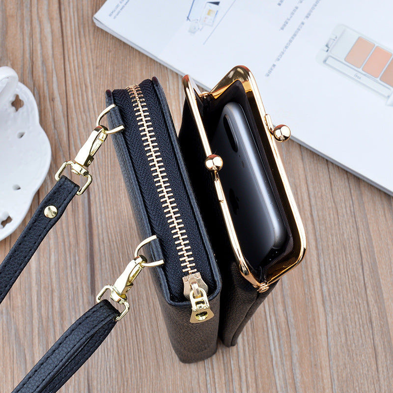 Vertical Zipper Wallet Shoulder Bag