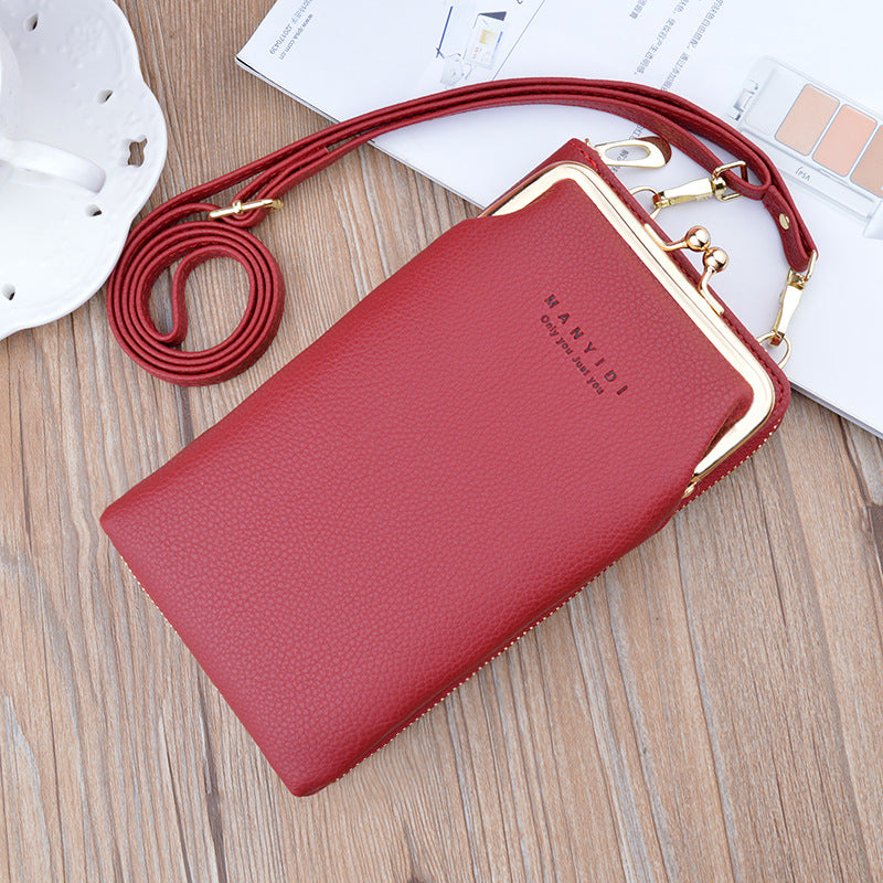 Vertical Zipper Wallet Shoulder Bag