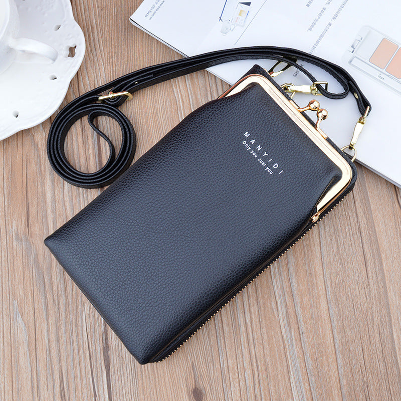 Vertical Zipper Wallet Shoulder Bag