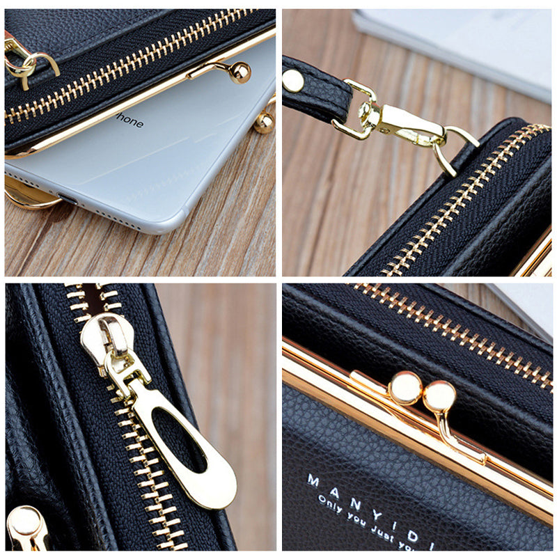 Vertical Zipper Wallet Shoulder Bag