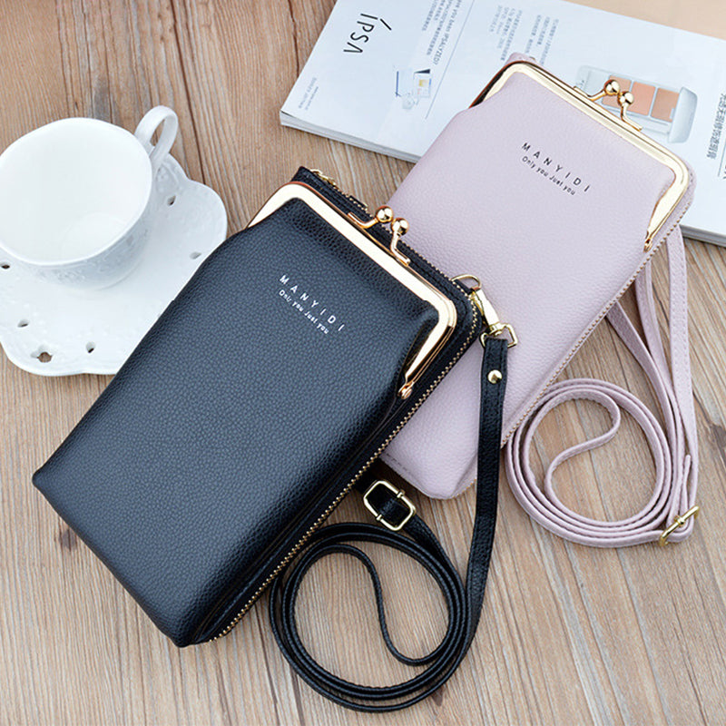 Vertical Zipper Wallet Shoulder Bag