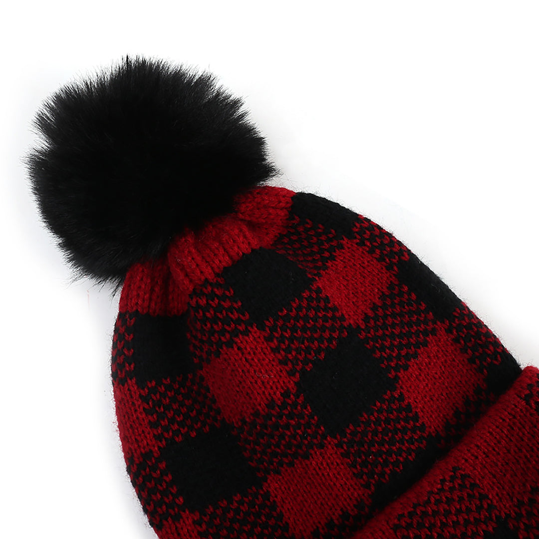 2PCS Winter Parent-child Lovely Hairball Knitted Hat