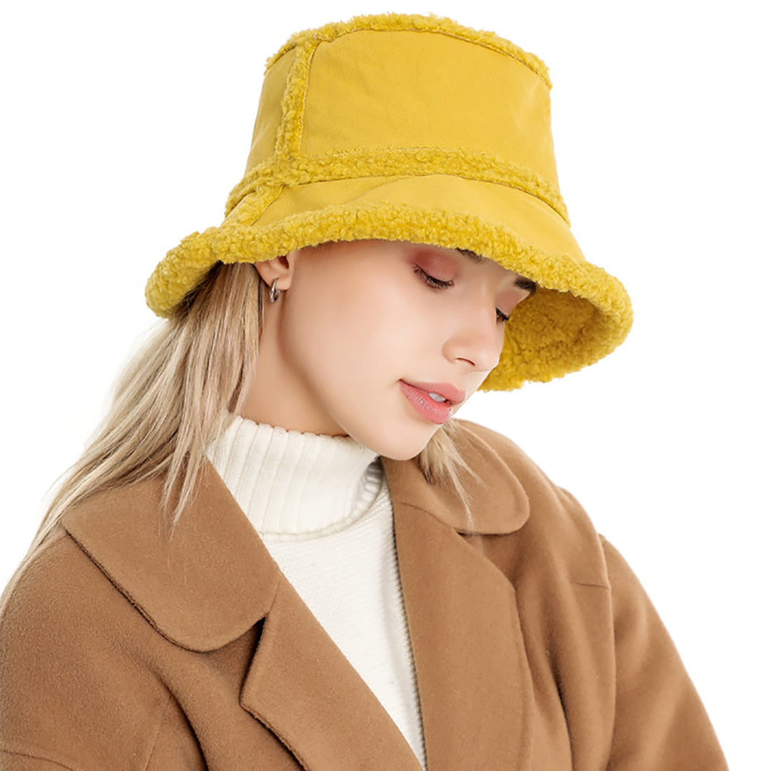 Fashion Wool Solid Color Bucket Hat